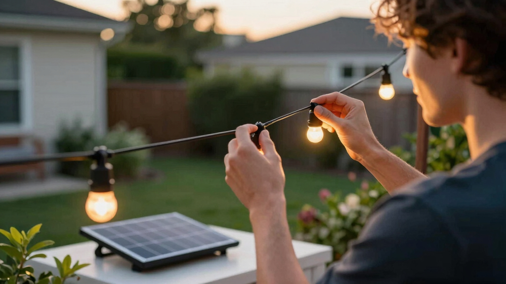 solar-powered outdoor string lights