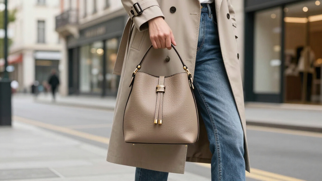 pebbled leather bucket bags with removable strap