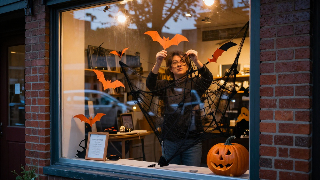 Halloween retail window props