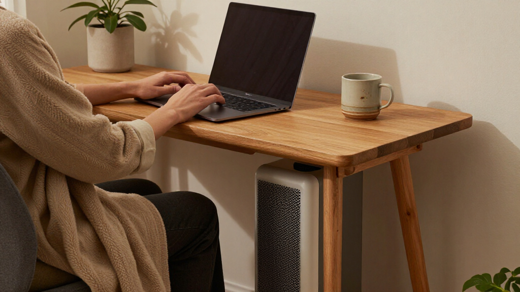 small room space heater under desk