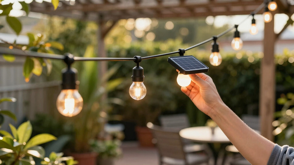 solar-powered outdoor string lights