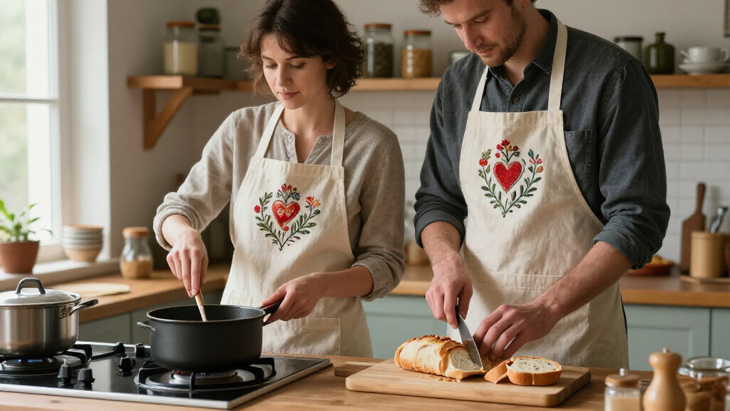 embroidered couple aprons gifts