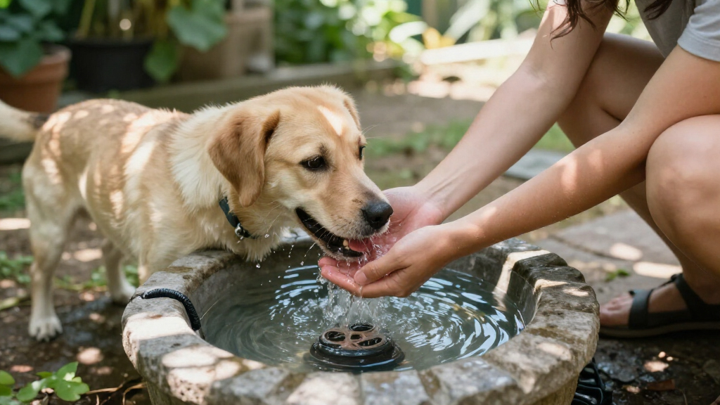 dog drinking fountain