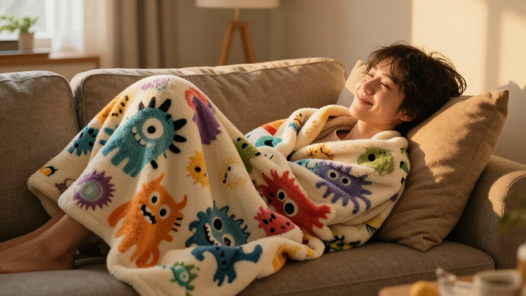 monsterprint fleece throw blankets
