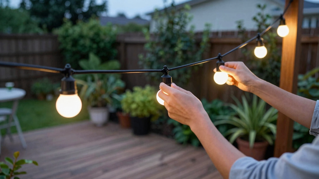 solar-powered outdoor string lights
