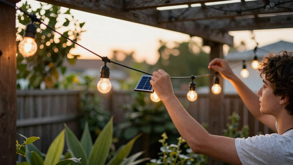 solar-powered outdoor string lights
