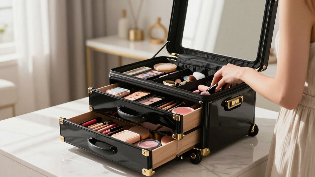 makeup train case with drawers deluxe