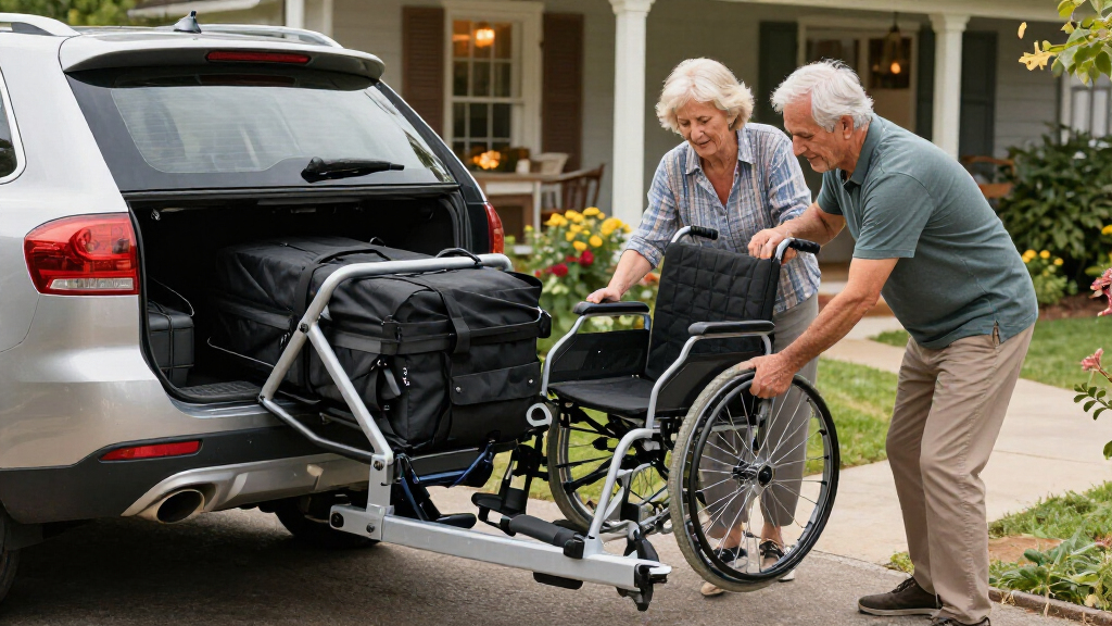 hitch mounted cargo carrier for mobility equipment
