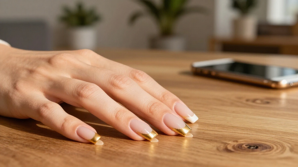 best French manicure press-on nails