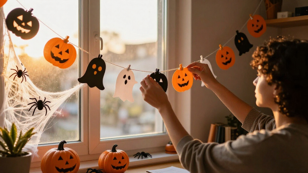 Halloween-themed dorm room decor