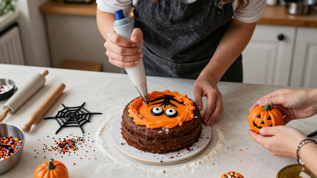Halloween-themed cake decorating supplies