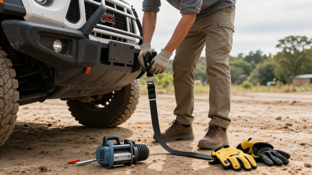 winch accessory kit snatch block straps gloves