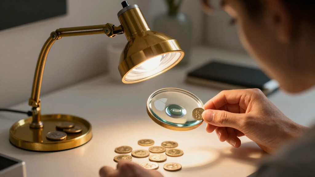 led magnifying lamp for coin desk setup