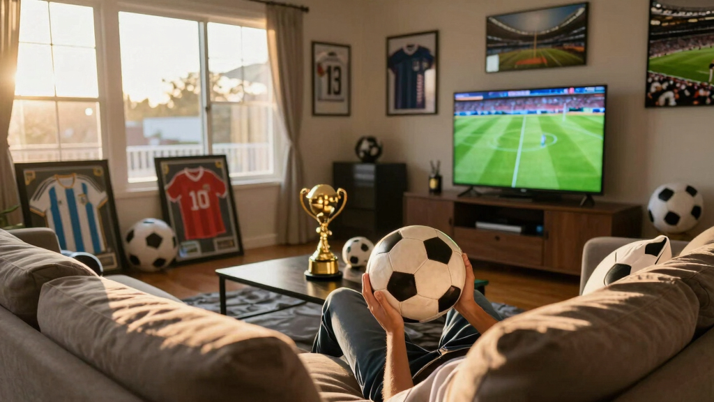 soccer-themed living room decor