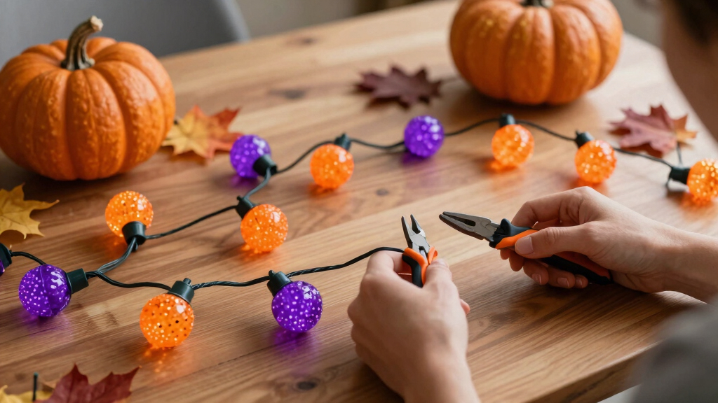 Halloween-themed string lights