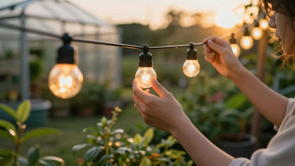 solar-powered outdoor string lights