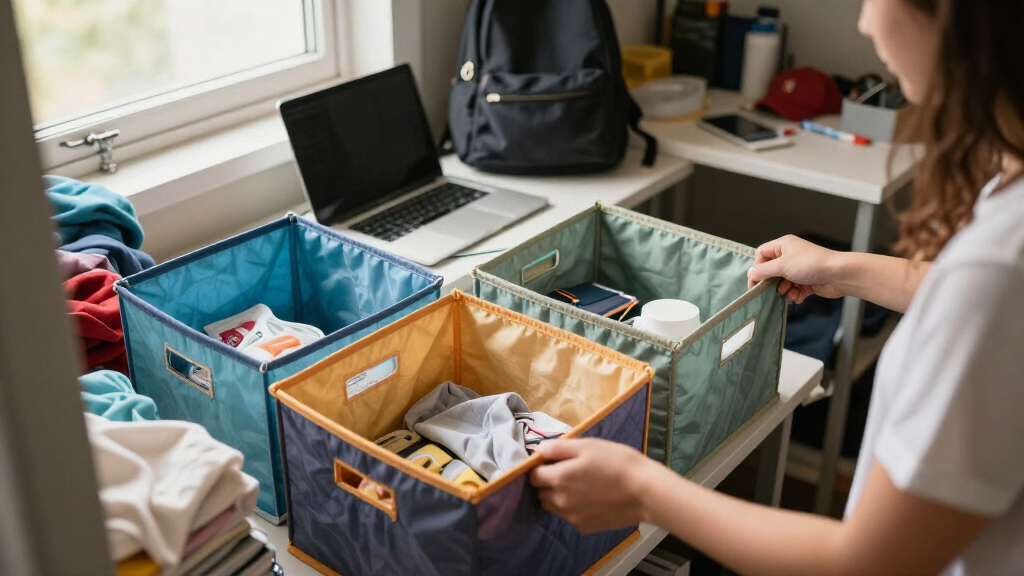 dorm room organization bins