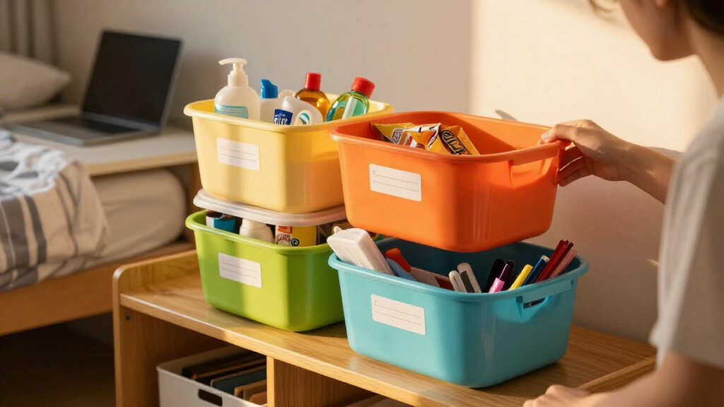 dorm organization bins