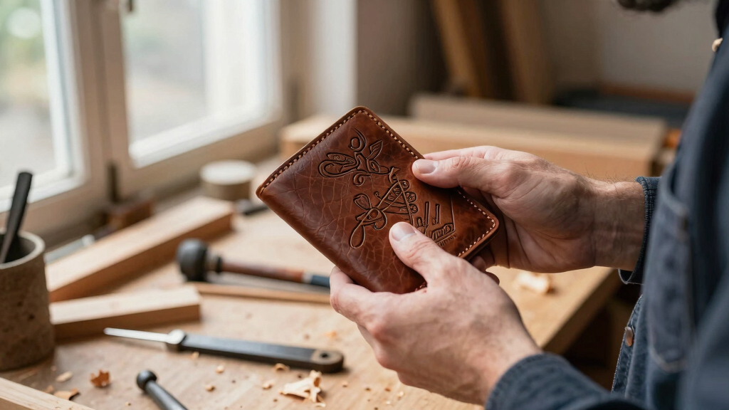 engraved leather wallet for dad