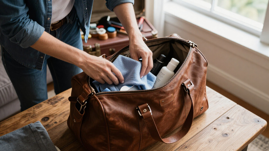leather weekender bag for travel