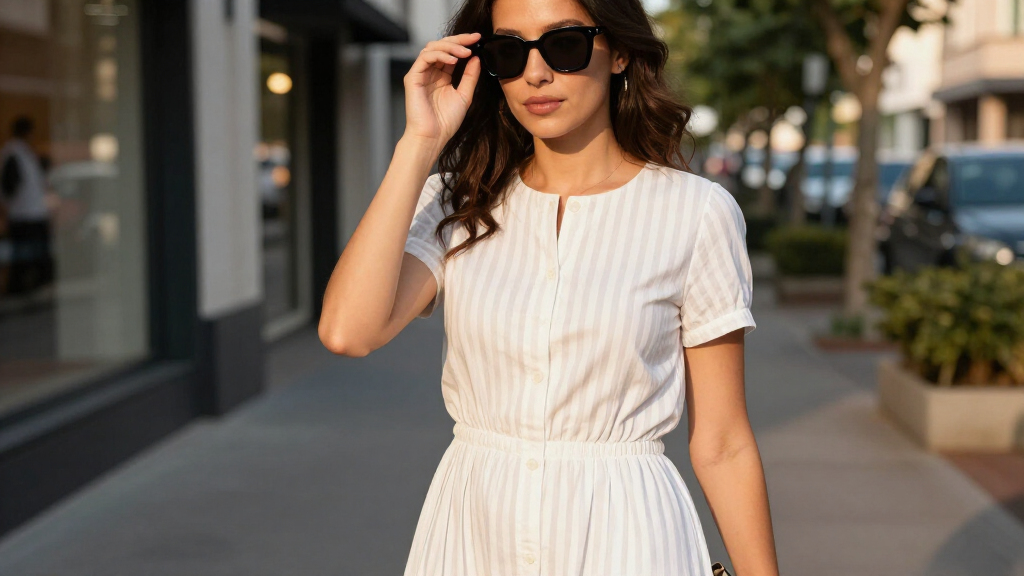 best white striped dresses