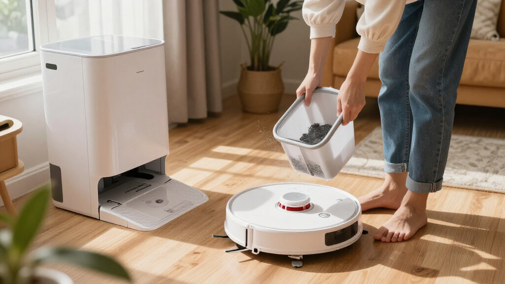 robot vacuum with self emptying base