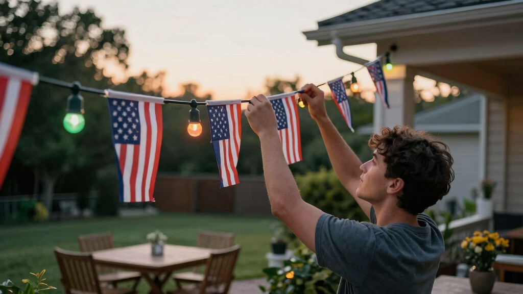 patriotic outdoor string lights
