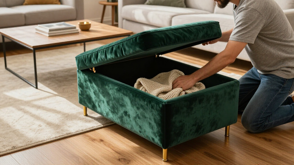 velvet storage ottomans