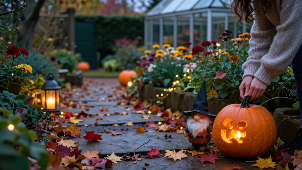 Halloween garden gnome decorations