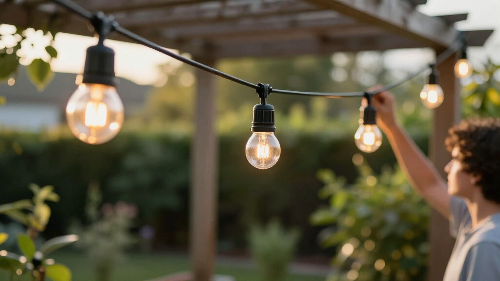 solar-powered outdoor string lights