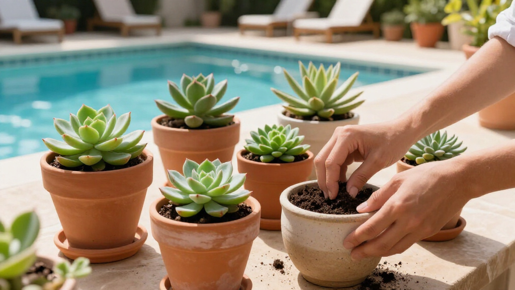 poolside planter pots