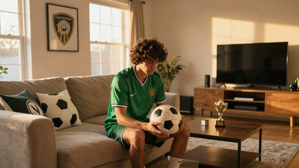 soccer-themed living room decor