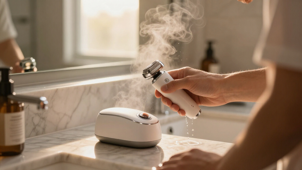 electric razor with cleaning station