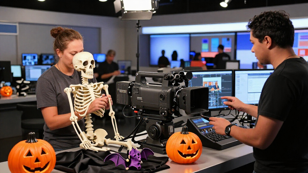 Halloween broadcast studio props