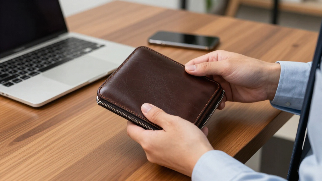 genuine leather zip around wallets for business