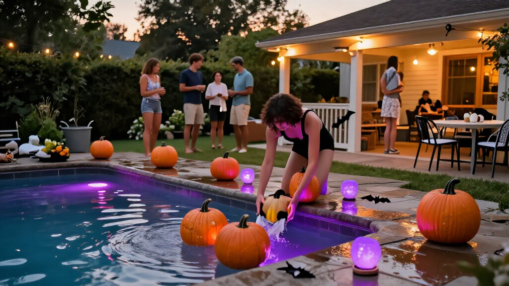 Halloween pool party decorations