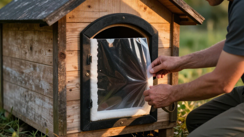 outdoor dog house door flap insulated