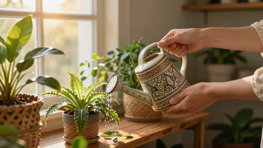 boho inspired watering cans for indoor plants