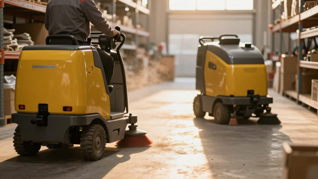 ride on sweepers vs walk behind sweepers