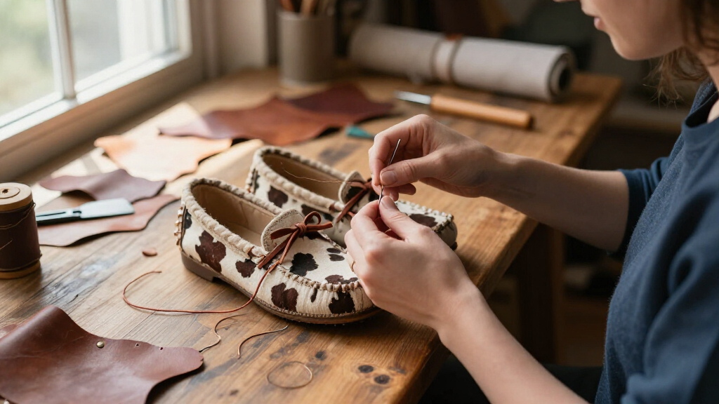 best cow print moccasin shoes