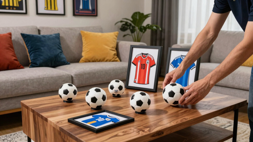 soccer-themed living room decor