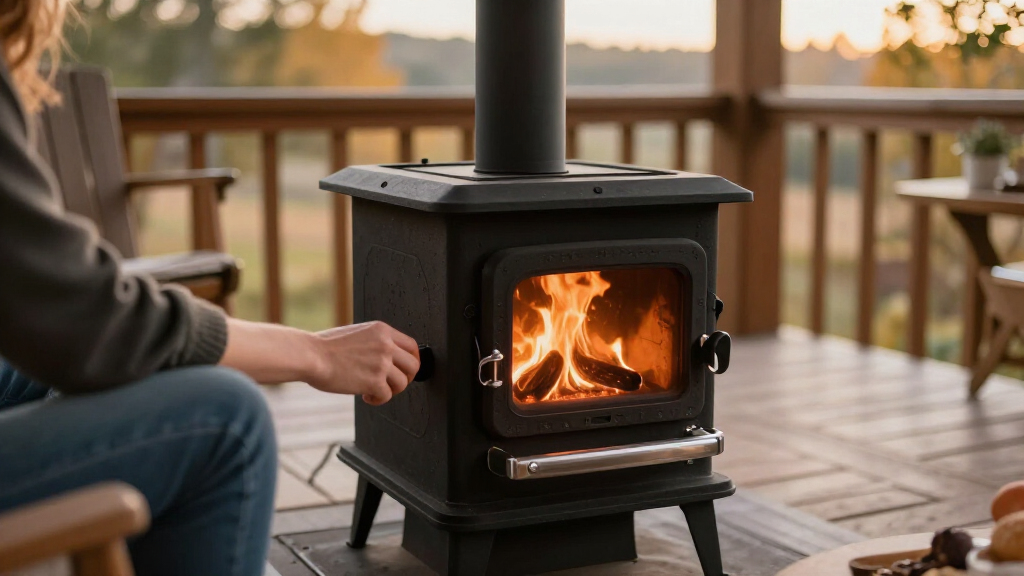 wood burning stove with blower