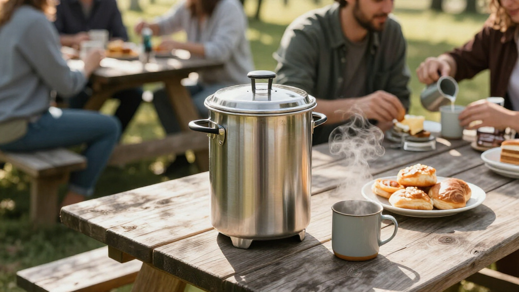 Stainless steel hot water urn for events