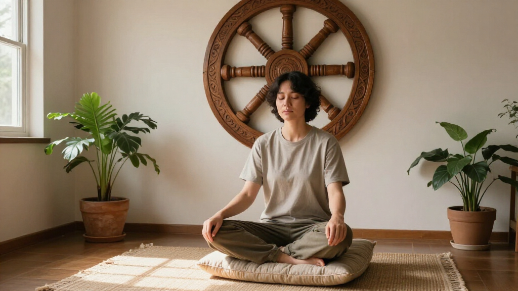 dharma wheel wooden wall d%c3%a9cor