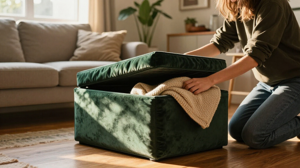 upholstered storage ottomans