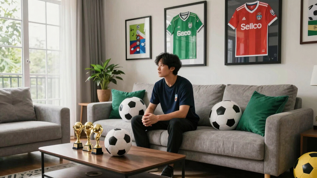 soccer-themed living room decor