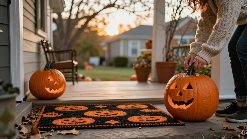 Halloween-themed doormats