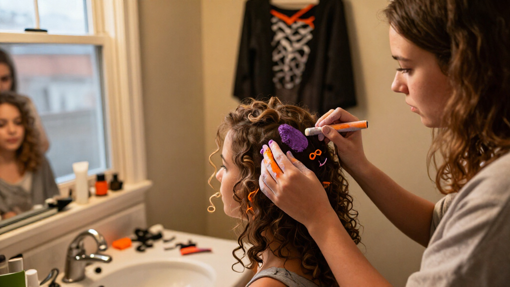 Halloween hair chalk