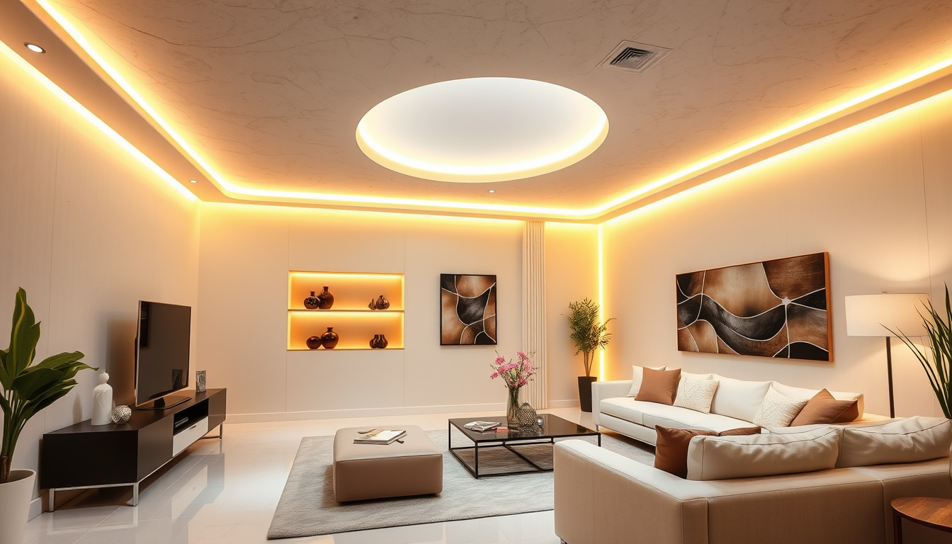 דוגמאות ליישומים שונים של תאורה נסתרת בגבס