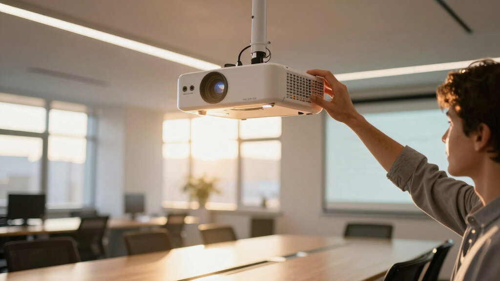 Conference projector with low maintenance lamp